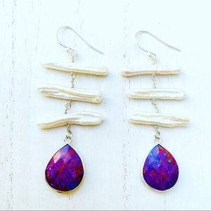 Luvleigh designs - purple turquoise and freshwater Pearl earrings
